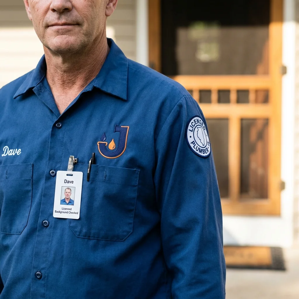 Licensed plumber showing ID badge in Angel Fire, NM