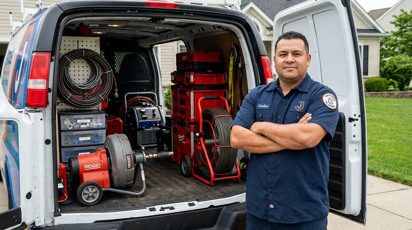 Professional drain cleaning equipment and Johns Plumbing LLC plumber in Angel Fire