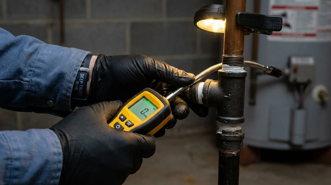 Gas leak detection with electronic sniffer by Johns Plumbing LLC in Angel Fire