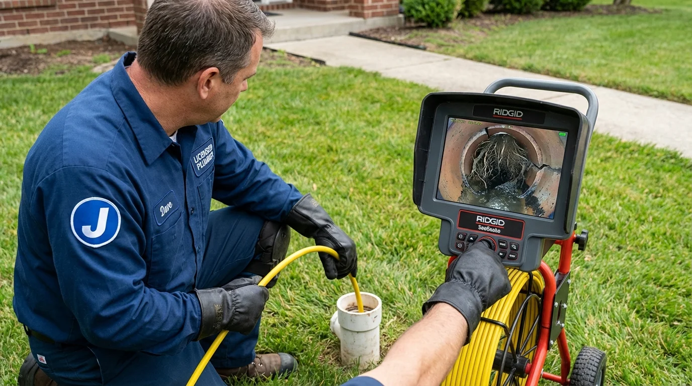 Sewer camera inspection being performed by Johns Plumbing LLC in Angel Fire